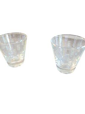 Vintage  Macbeth Evans Art Deco shot glasses etched